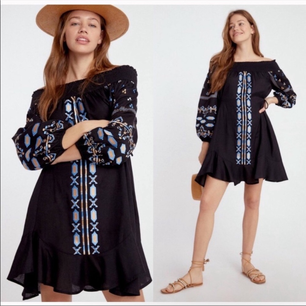 Anthropologie- Ranna Gill ,Black and White Off the Shoulder Sundress